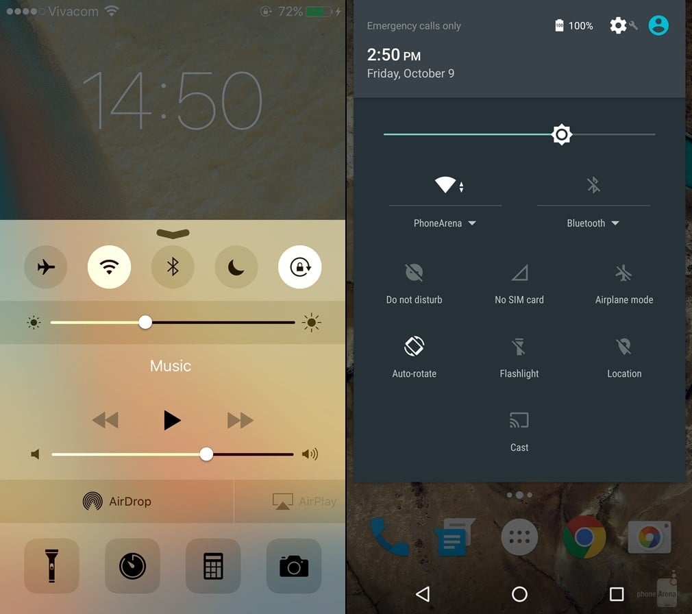 iOS 9 versus Android 6 Marshmallow - ontwerpvergelijking 2