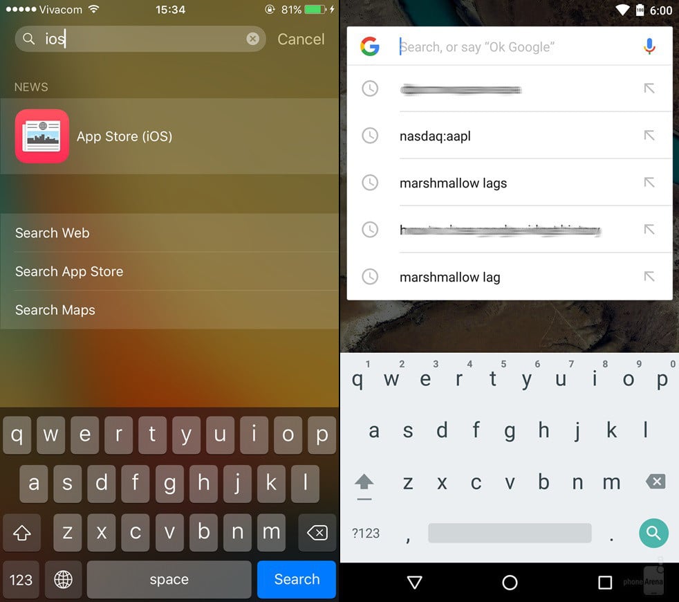 iOS 9 versus Android 6 Marshmallow - ontwerpvergelijking 4