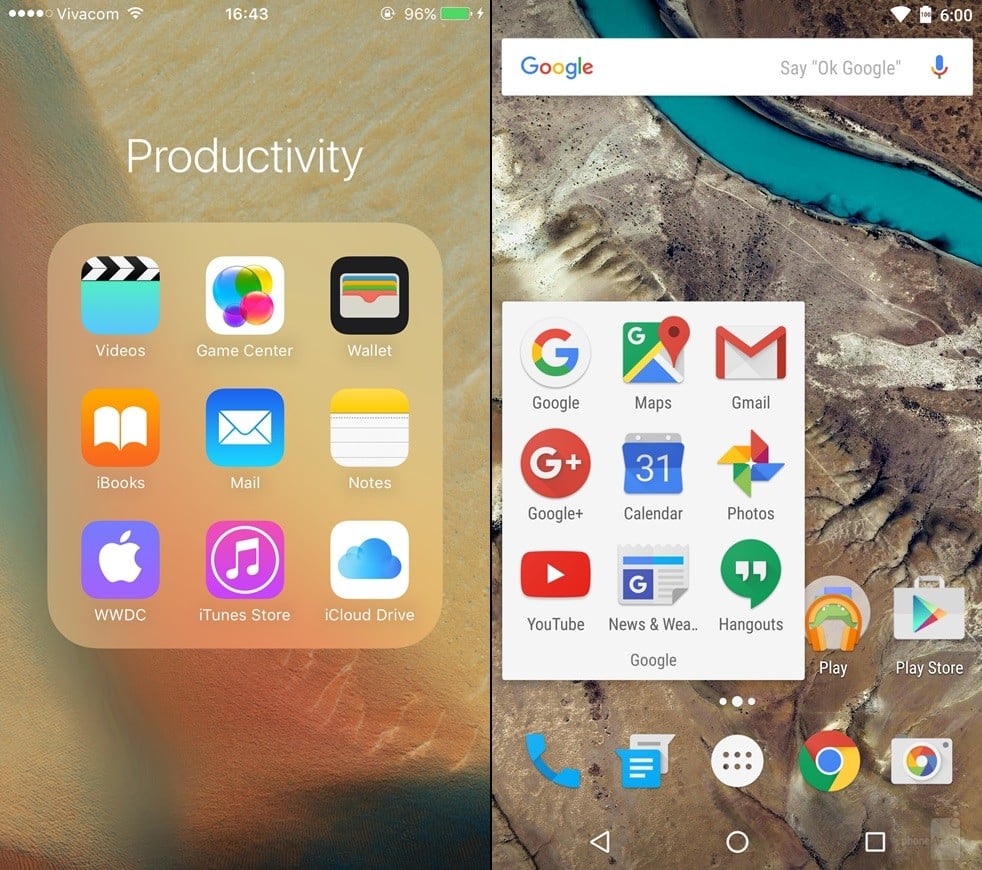 iOS 9 vs Android 6 Marshmallow - comparación de diseño 8
