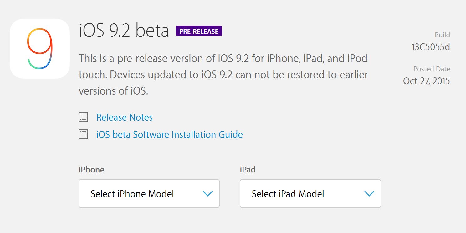 iOS bêta 9.2 1