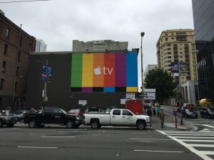 Apple TV advertising building