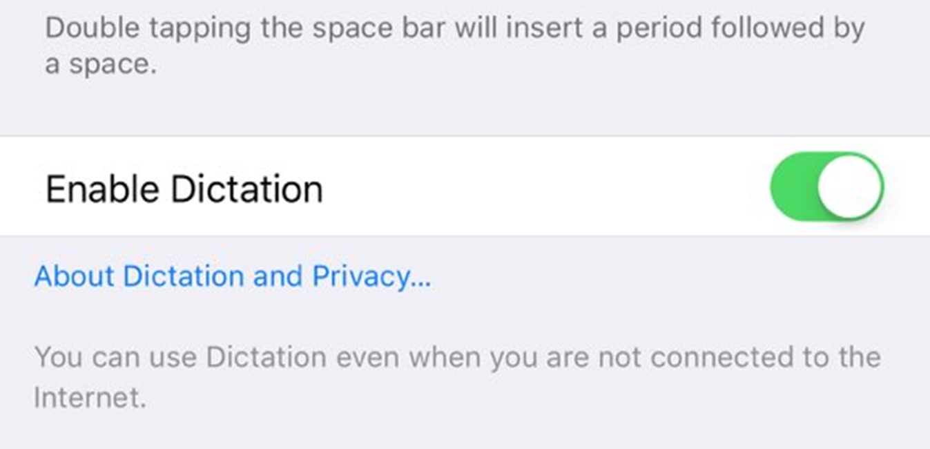 iOS 9.2 offline dictation