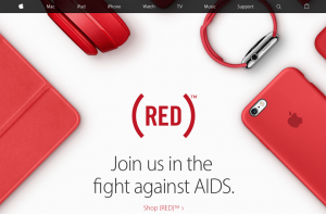 Czerwone logo Apple na dzień AIDS 1