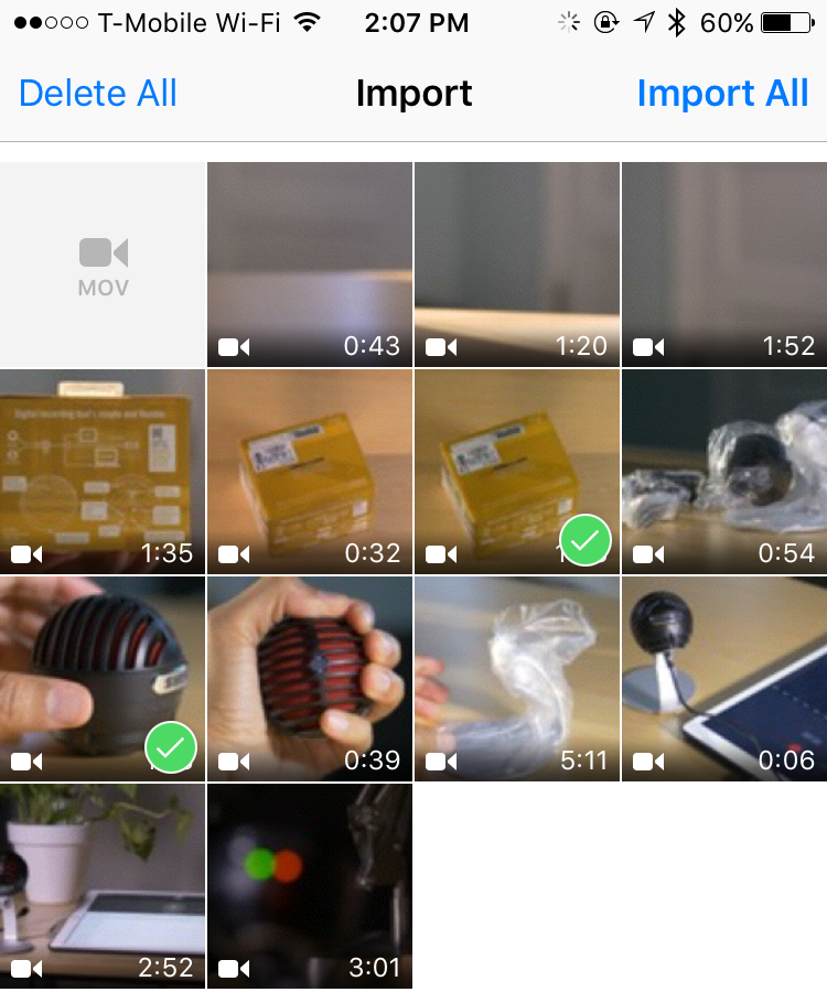 iOS 9.2 importerar USB-filmer