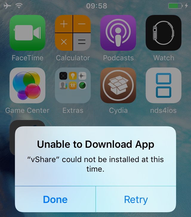 vShare installation of pirated applications does not work