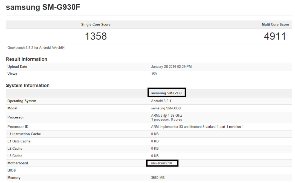 benchmark Samsung Galaxy S7 Europe