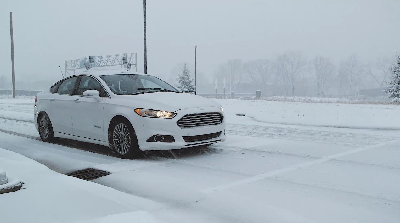 Ford autonome Autos Schnee