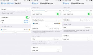 iOS 9.2 beta 2 Night Shift -asetukset