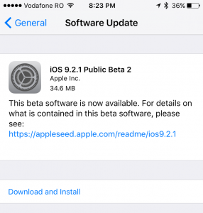 iOS 9.2.1 beta pubblica 2