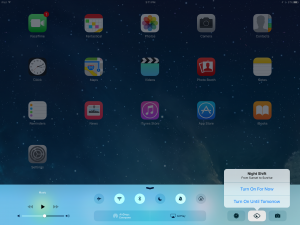 iOS 9.3 Nachtschicht-Kontrollzentrum