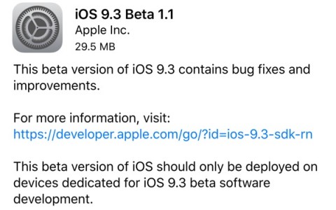 iOS 9.3 beta 1.1