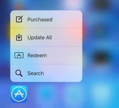 Raccourcis de l'App Store 3D Touch