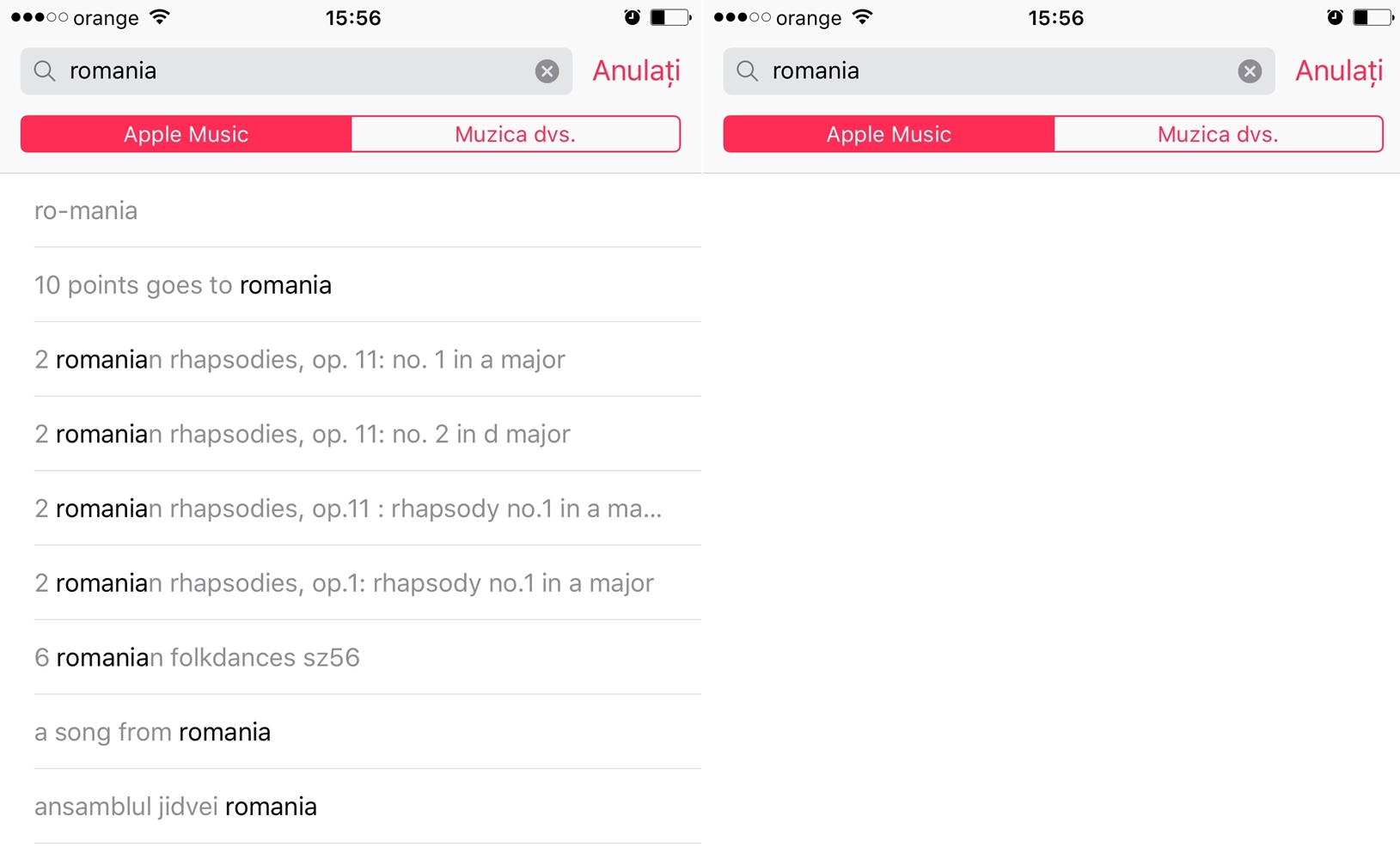 Apple Music problema cautare