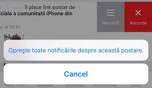 Facebook oprire notificari iPhone