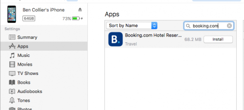 iTunes na Booking.com