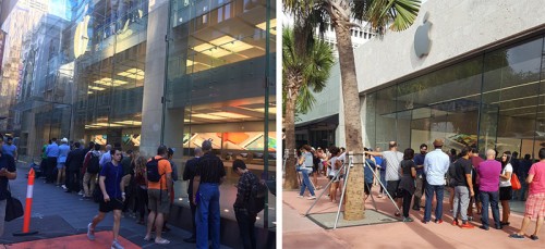 Apple Store queue Sydney and Miami