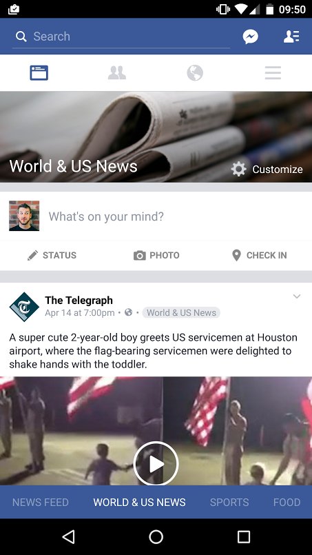 Nueva sección de noticias de Facebook