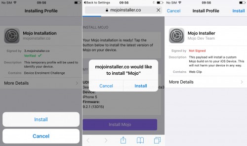 Installazione del jailbreak di Mojo Cydia 1