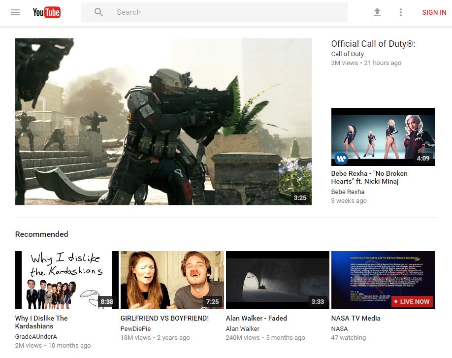 YouTube-Materialdesign