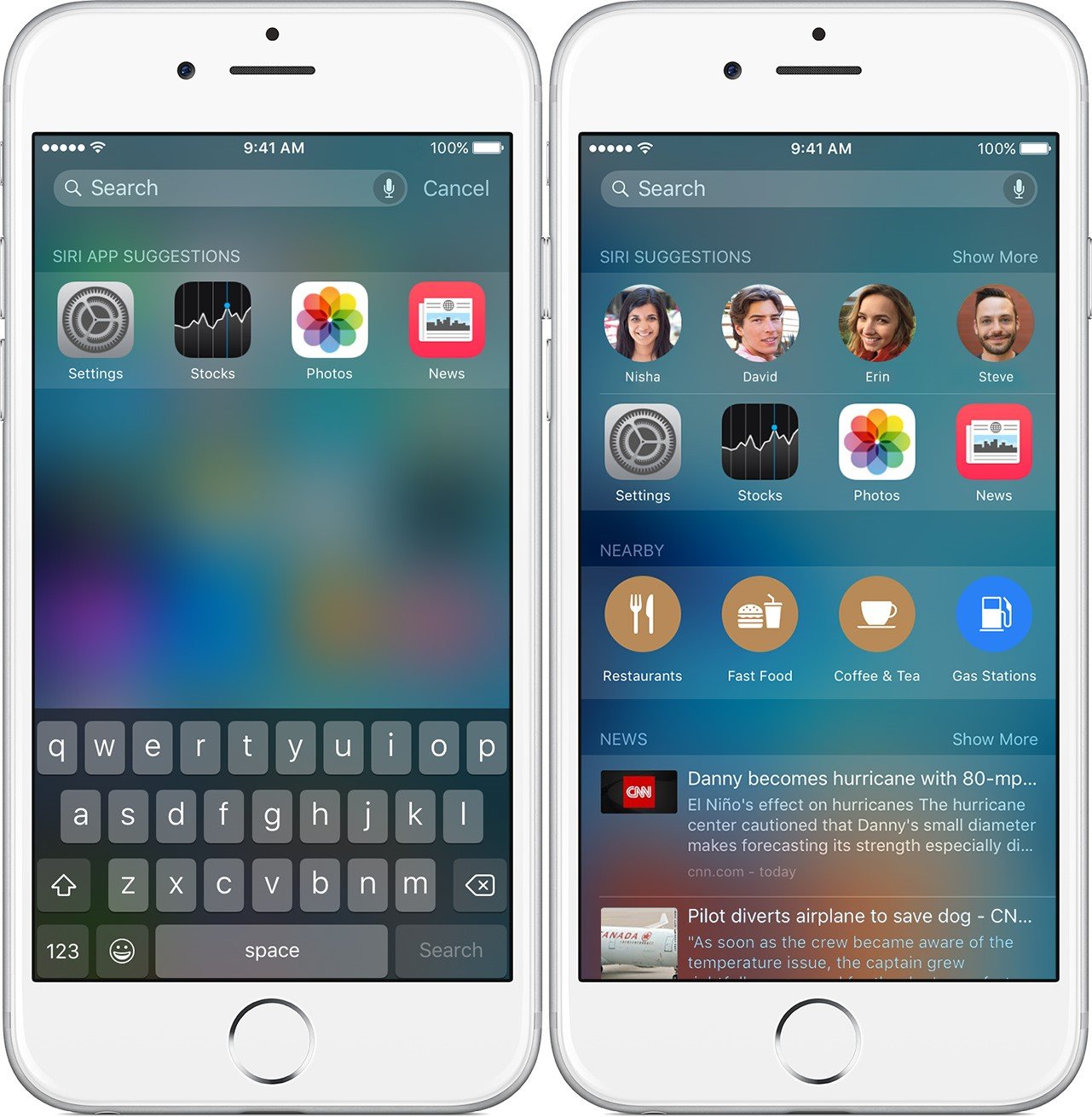 iOS 9 cautari Spotlight