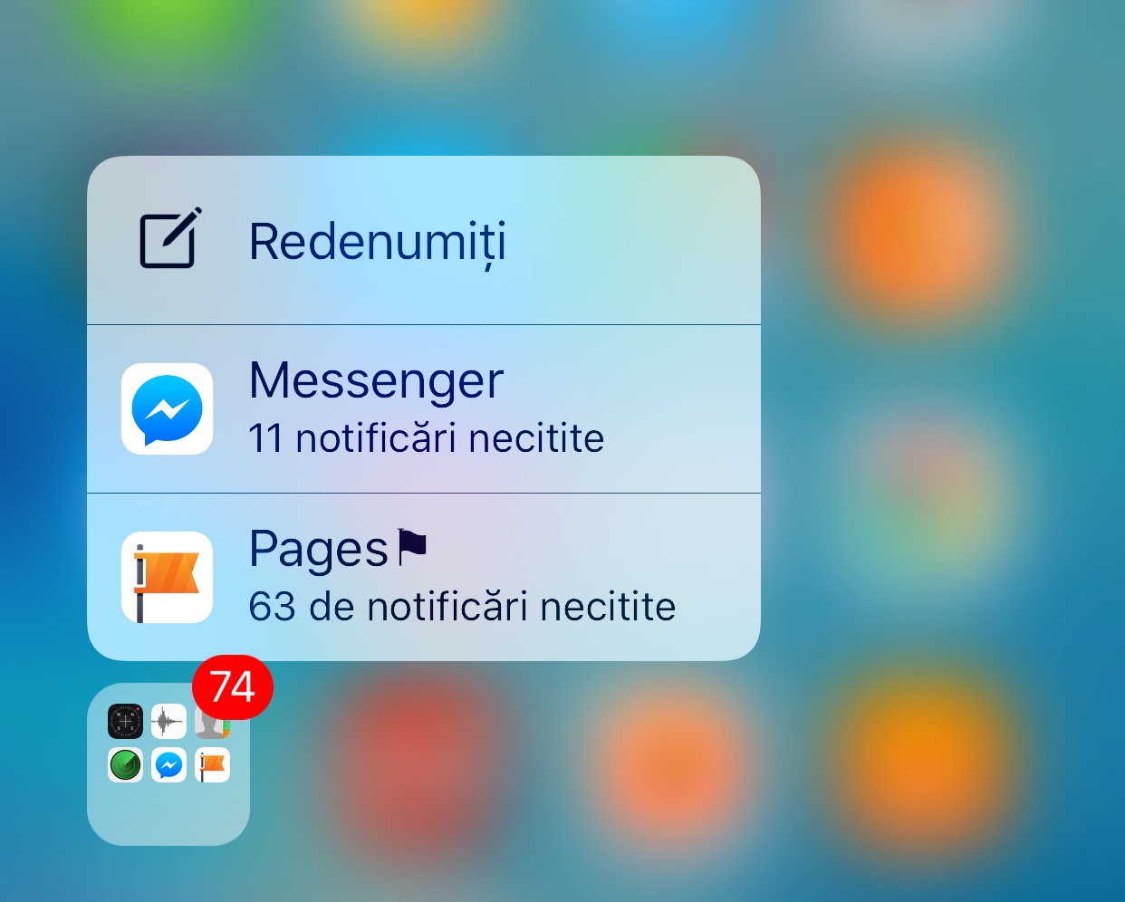 3D Touch-Ordner iOS 10