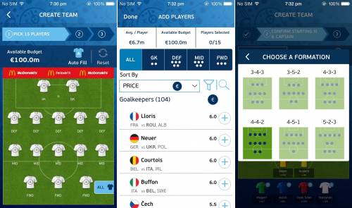 Euro 2016 iPhone 3 applications