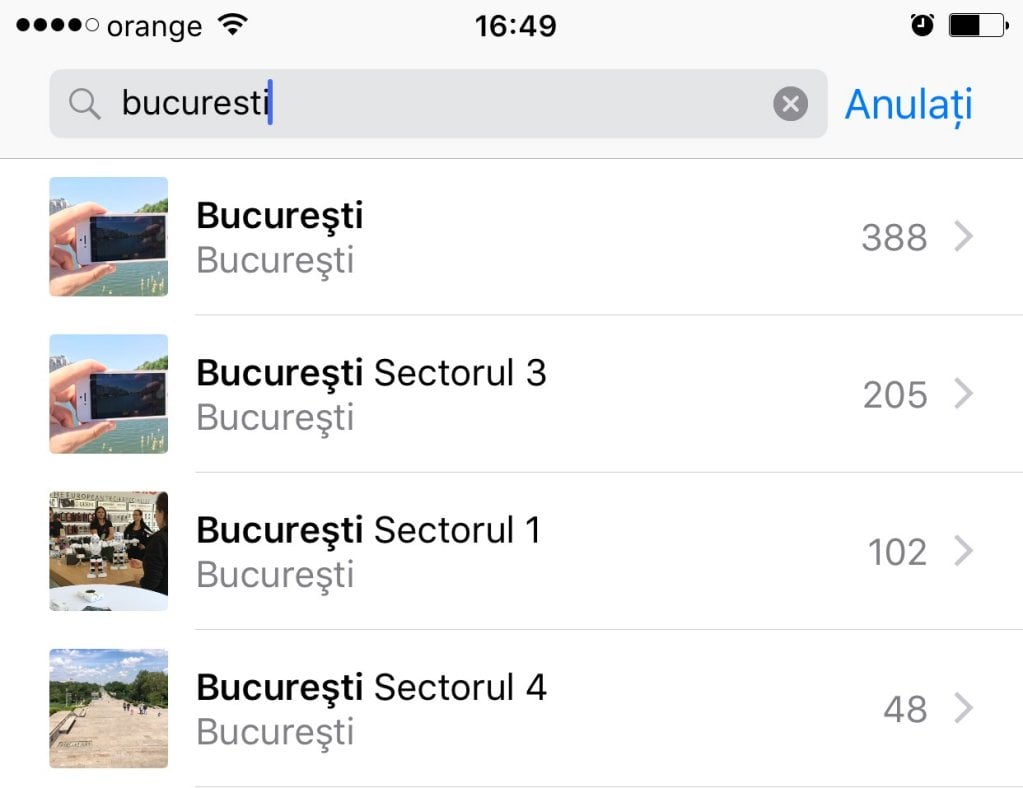 Recherche de photos iOS 10