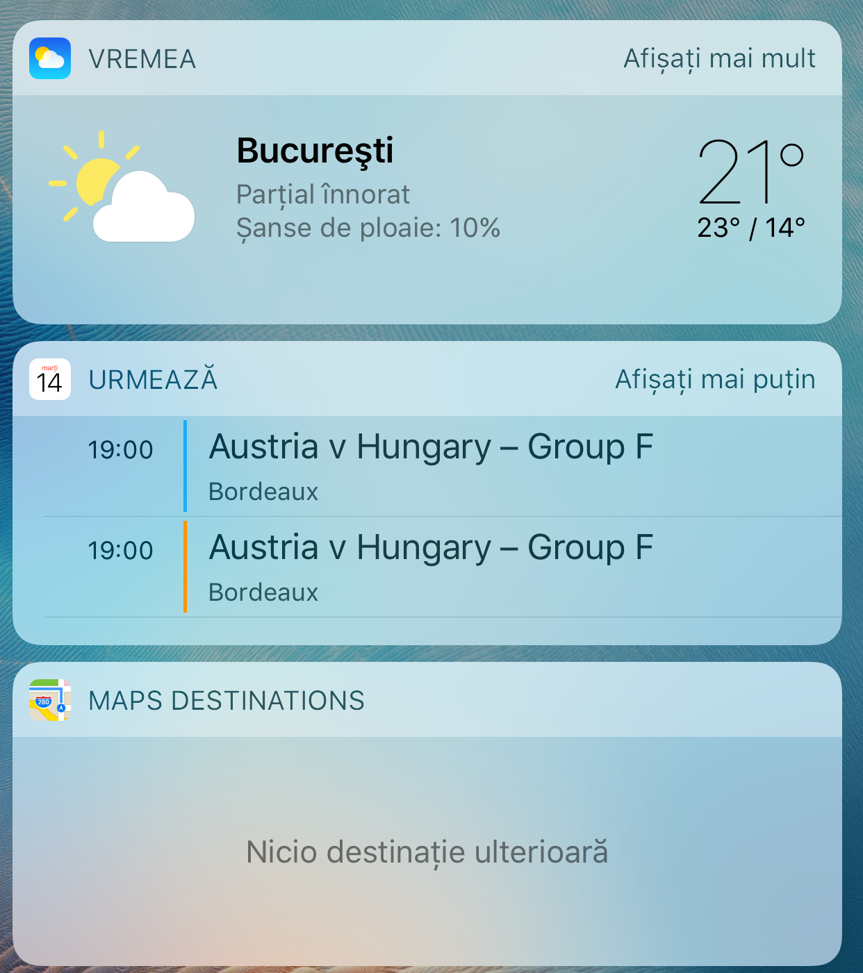 iOS 10 Vreme widget