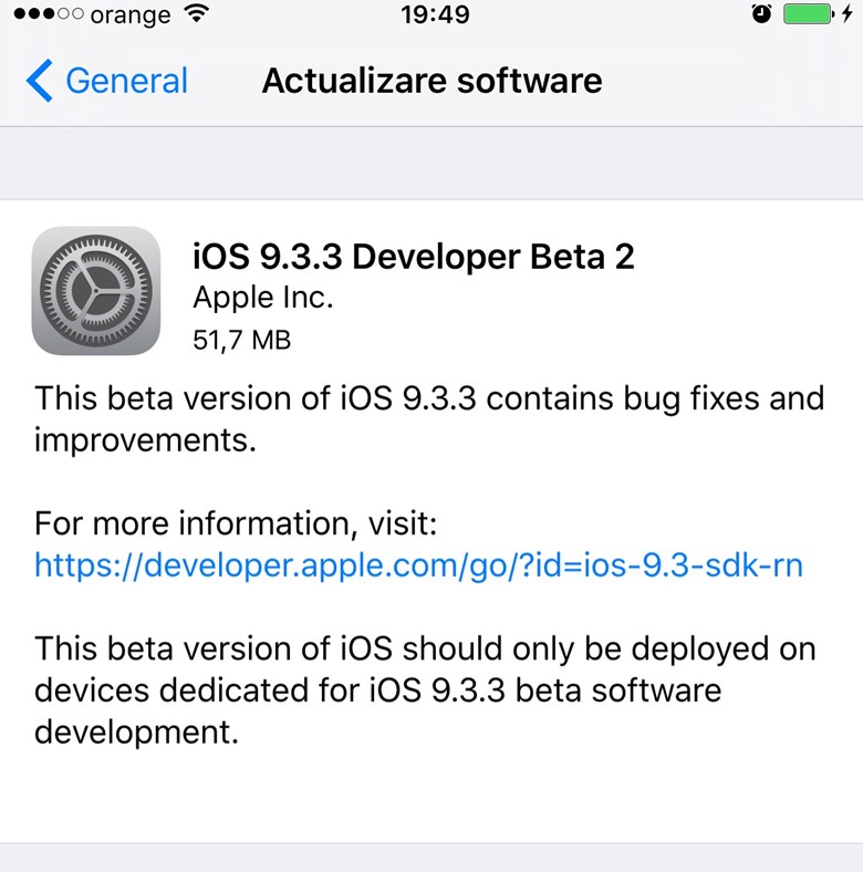iOS bêta 9.3.3 2