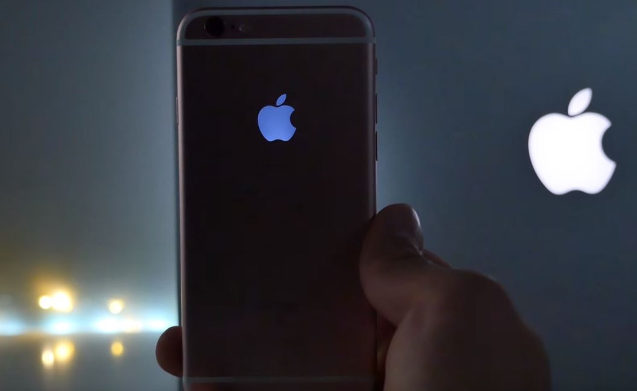 logotipo de iPhone iluminado