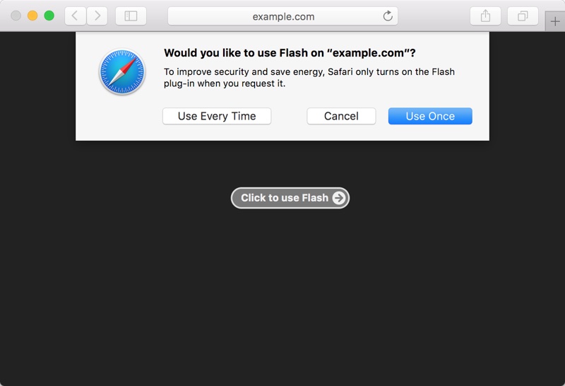 macOS Sierra 10.12 deaktiverer flash