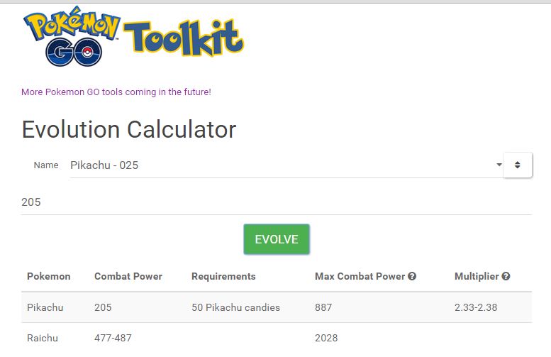 calculator pokemon go