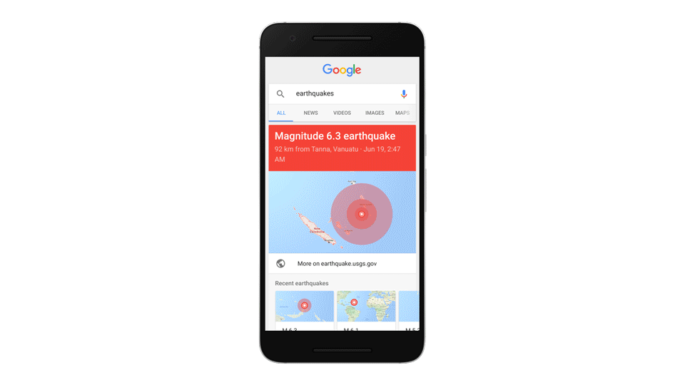 trzęsienie ziemi w Google