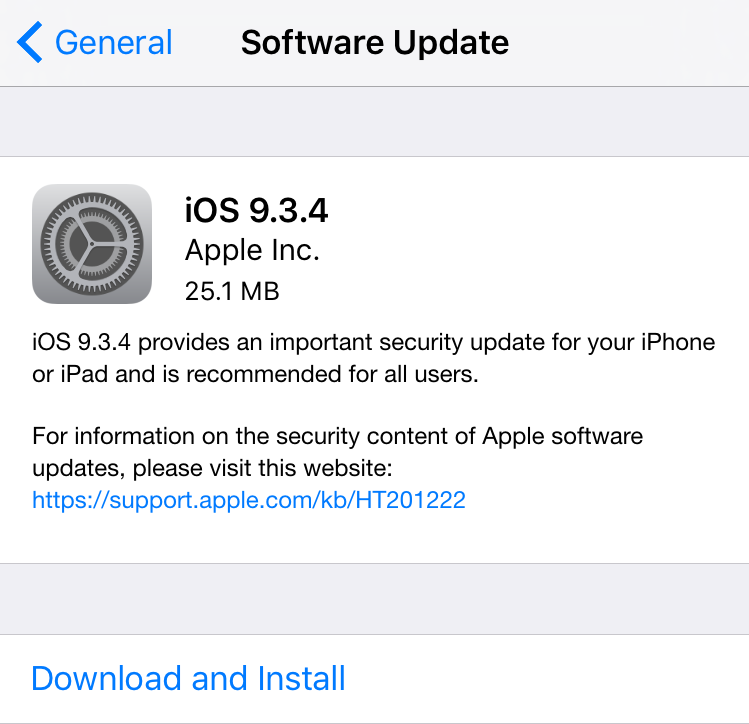 Laden Sie iOS 9.3.4 herunter