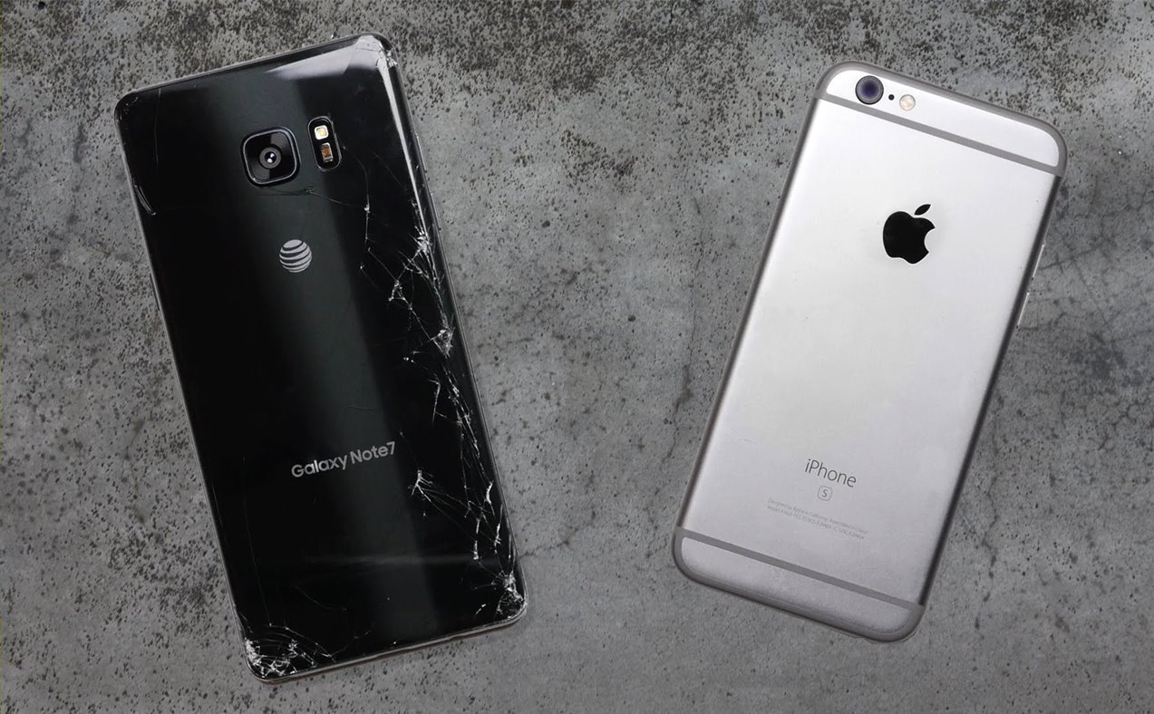 Galaxy Note 7 iPhone 6s weerstand