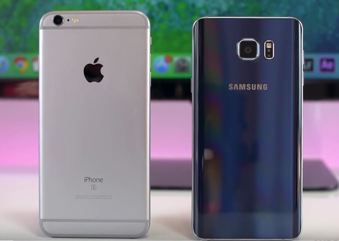 Comparación entre Galaxy Note7 y iPhone 6s Plus.