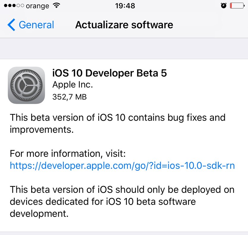 iOS beta 10 5