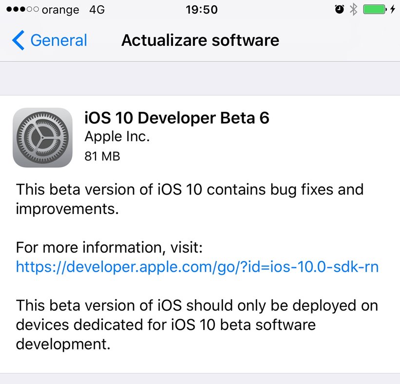 iOS 10 beta 6