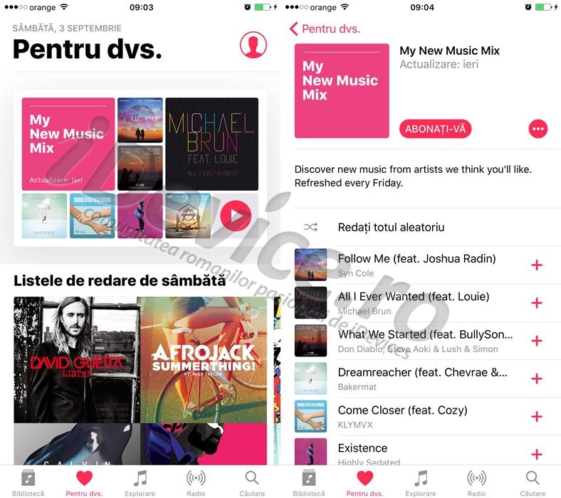 iOS 10 Apple Music geeft gepersonaliseerde muziekaanbevelingen weer