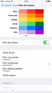 ios 10 filtru albastru galben