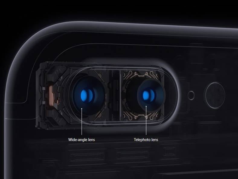 iphone 7 plus sensorer i to kamerastørrelser