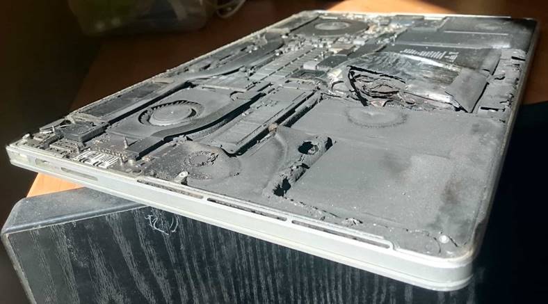 macbook pro hazaña quemada