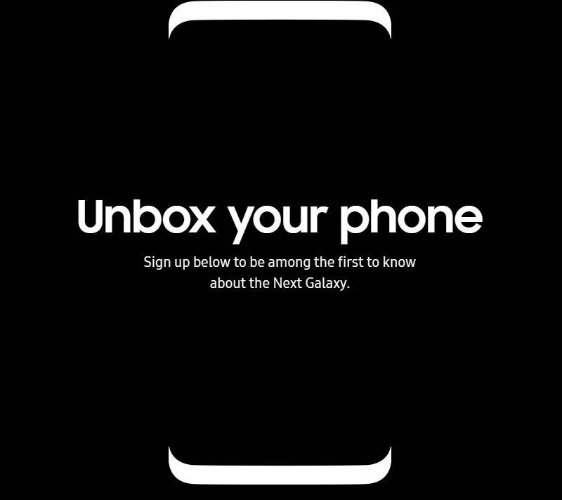 page d'inscription du Samsung Galaxy S8
