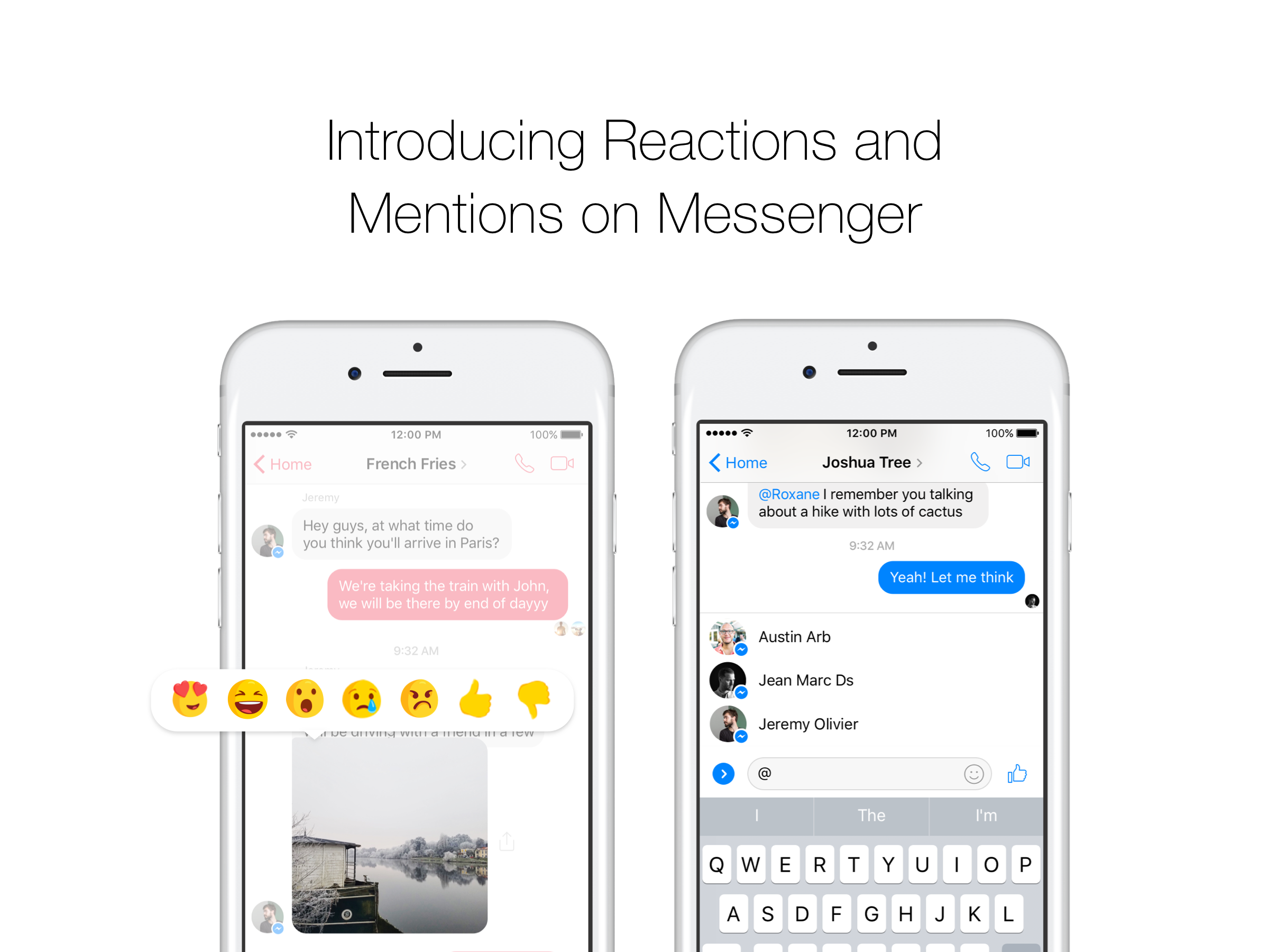 reacciones de facebook messenger menciones