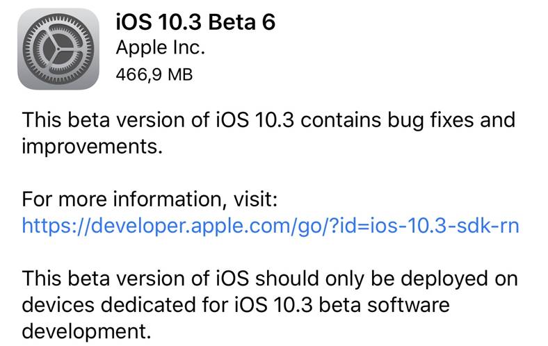 iOS 10.3 beta 6