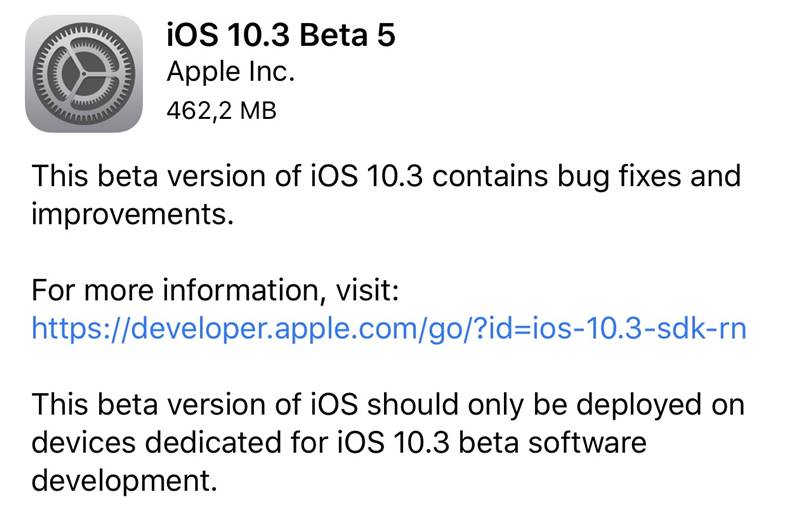 iOS 10.3 Beta 5