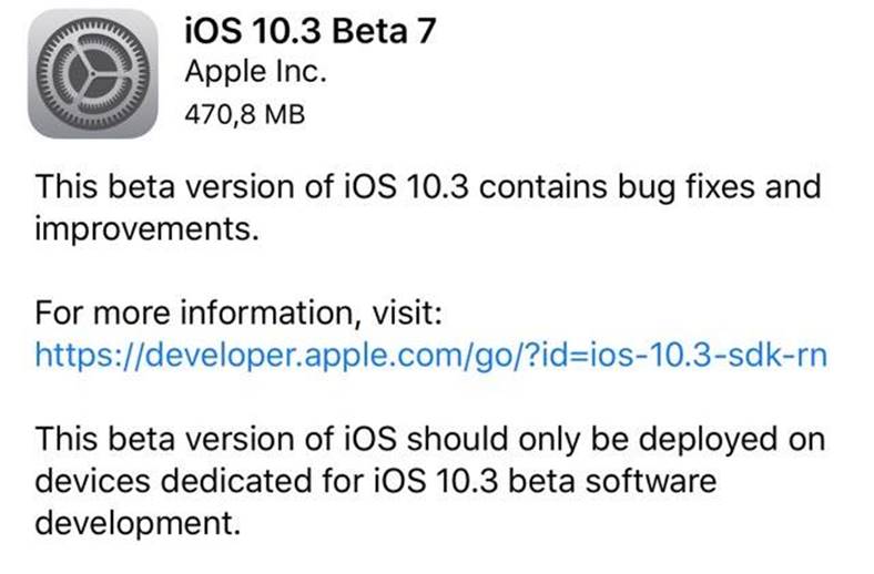 iOS 10.3 Beta 7