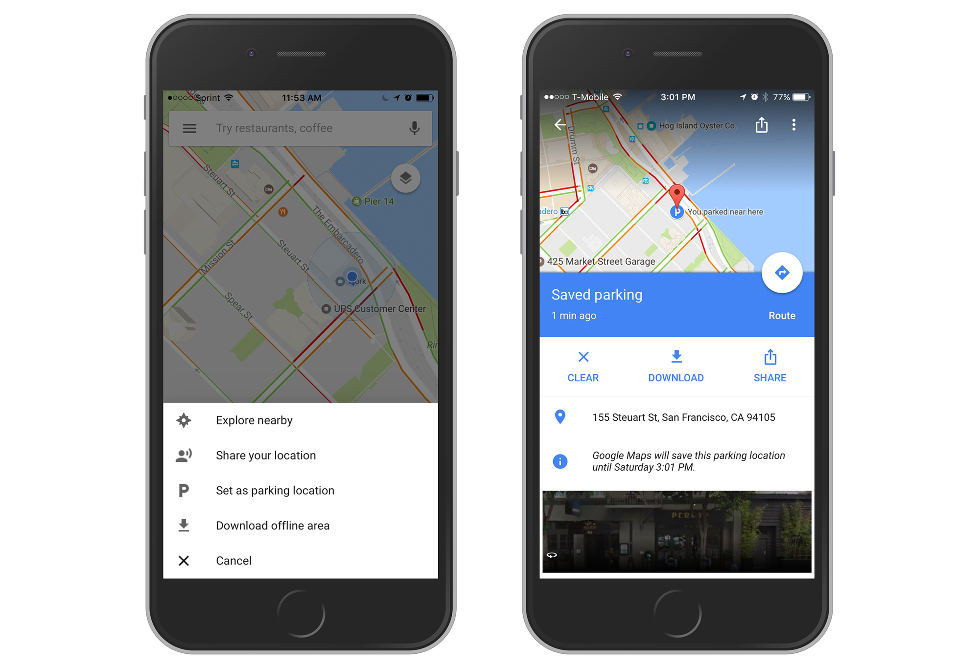 Google Maps functii parcare masina