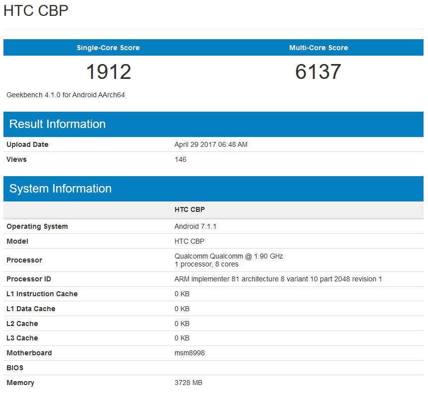 HTC U 11 performante