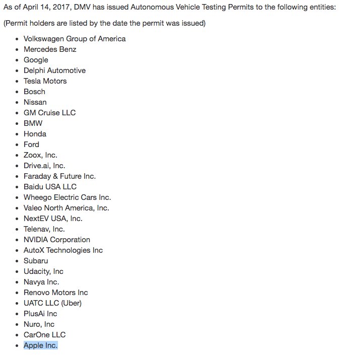 apple testing autonomous cars